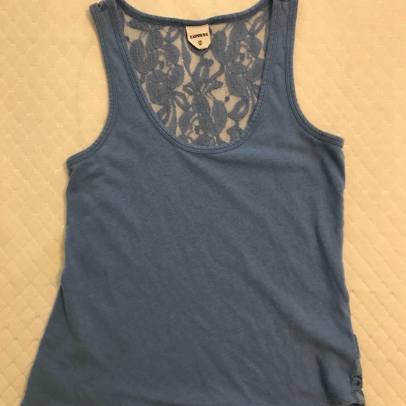 Express Tops - Blue tank top with lace backing